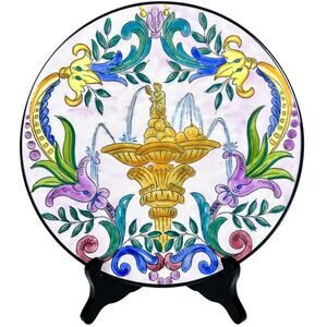 Ceramar Hand Painted Vintage Neo-Classical 9" Wall Plate-Spain-Excellent & Rare!